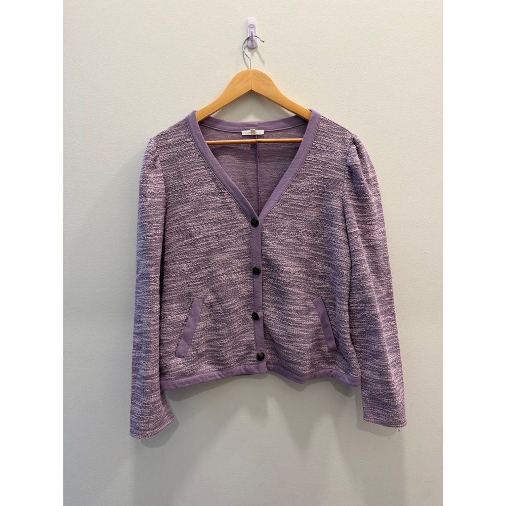 Maurices Women's L Purple Lavender Textured Cardigan Puff Sleeve Button Front